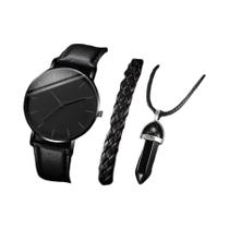 Conjunto De Relógio De Pulso Masculino De Moda Esportiva Quartz 3PCS Luxuoso Com Pulseira De Couro Conjunto De Relógio De Pulso Masculino De Moda Esportiva Quartz 3PCS Luxuoso Com Pulseira De Couro