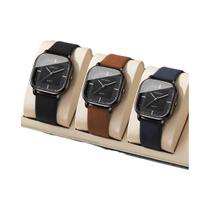 Conjunto De Relógio De Quartzo Masculino Fashion Square 3 4 6PCS Com Pulseira De Couro Casual