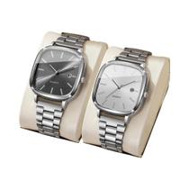 Conjunto De Relógio De Quartzo Masculino Prateado Para Negócios, Com Calendário Quadrado, 2 Peças, Conjunto De Relógio De Quartzo Masculino Prateado Para Negócios, Com Calendário Quadrado, 2 Peças,