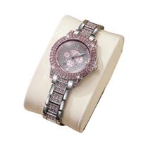 Conjunto De Relógio Feminino Com Diamantes De Strass Luxuoso Relógio De Pulso De Quartzo Em Aço