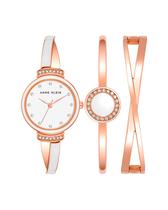 Conjunto de relógios Anne Klein feminino premium com detalhes em cristal