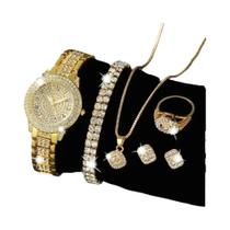 Conjunto de Relógios de Quartzo Feminino Luxuoso - 7 Peças com Pulseira de Strass