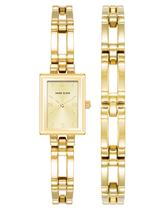 Conjunto de relógios femininos Anne Klein com pulseira com mostrador em champanhe