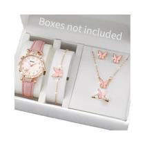 Conjunto De Relógios Femininos De Quartzo Com Pulseira De Couro E Flores, 6 Peças, Relógios De Pulso