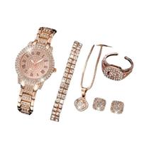 Conjunto de Relógios Femininos Luxuosos - 6 Peças com Cristais e Strass