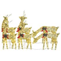 Conjunto de renas de Natal vidaXL Gold com luzes brancas quentes x6