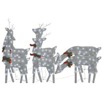 Conjunto de renas de Natal vidaXL pré-iluminado com 90 LEDs prateados Conjunto de renas de Natal vidaXL pré-iluminado com 90 LEDs prateados