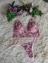 Conjunto de renda bicolor com bojo estilosa AL Conjunto de renda bicolor com bojo estilosa AL