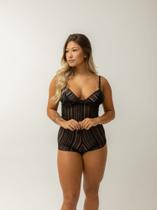 Conjunto de Renda Lingerie Feminina Espera Marido Adulto Top Calcinha Luxo