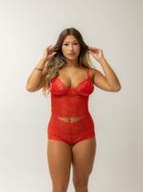 Conjunto de Renda Lingerie Feminina Espera Marido Adulto Top Calcinha Luxo