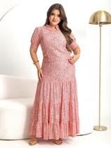 Conjunto de Renda Longo Feminino com Caimento Impecável Cor:Rosa BebêTamanho:G