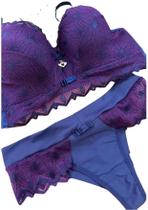 Conjunto de renda sensual com bojo maria bicolor