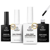 Conjunto de revestimento e camada base em gel para unhas Beetles 15 mL x4 com primer