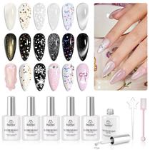 Conjunto de revestimento Glitter Gel Top Coat Beetles Holographic, 8 unidades para unhas