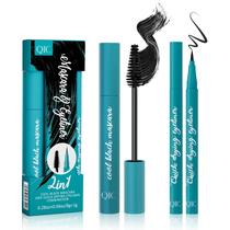 Conjunto de rímel e delineador de olhos Qawnfy New Thrive Liquid Lash Black