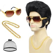 Conjunto de rock Wig Wallden Hair dos anos 50 e 60 com colar de óculos Conjunto de rock Wig Wallden Hair dos anos 50 e 60 com colar de óculos