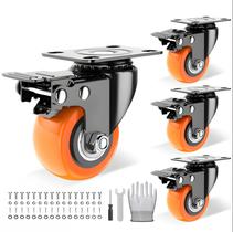 Conjunto de rodas Caster LUTUMEI de 2 polegadas com freio, 4 peças de carga de 800 libras