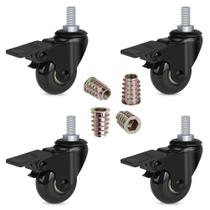 Conjunto de rodízios Hirate Heavy Duty 2" Swivel com freio, 4 peças Conjunto de rodízios Hirate Heavy Duty 2" Swivel com freio, 4 peças