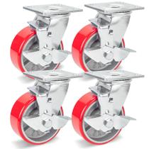 Conjunto de rodízios Nefish Industrial de 5 polegadas com freio de 1800 kg, pacote com 4