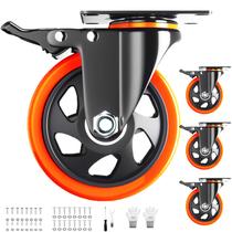 Conjunto de rodízios pesados de 5 polegadas com freios x4 Conjunto de rodízios pesados de 5 polegadas com freios x4