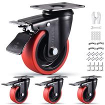 Conjunto de rodízios TOO TCO Heavy Duty de 4 polegadas com freio de capacidade de 1000 kg