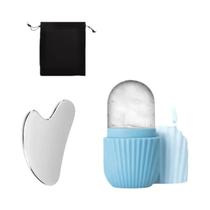 Conjunto De Rolo Facial De Aço Inoxidável E Placa Gua Sha Massageador Facial Ferramentas De Cuidados