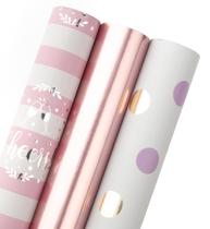 Conjunto de rolos de papel de embrulho WRAPAHOLIC em ouro rosa e rosa x3