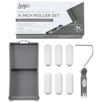 Conjunto de rolos de pintura Luigi's 4" Foam, pacote com 6 unidades, bandeja e alça