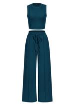Conjunto de Ropa Cómoda para Mujer PRETTYGARDEN Top Corto y Pantalones Anchos Talla L