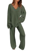 Conjunto de Ropa Cómoda PRETTYGARDEN Dos Piezas Verde Militar M