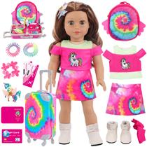 Conjunto de Ropa para Muñecas Ecore Fun 18" con 16 Piezas de Accesorios de Viaje