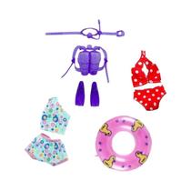 Conjunto De Roupa De Banho De Verão Para Boneca De 30cm, 4 Peças: Biquíni, Roupa De Mergulho, Boia,
