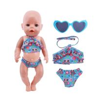 Conjunto De Roupa De Banho Para Boneca Menina De 18 Polegadas E Óculos De Sol Com Orelhas De Coelho