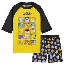 Conjunto de roupa de banho Pokémon Boys, blusa de natação e calção de 9 a 10 anos