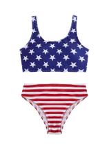 Conjunto de roupa de banho RoseSeek Girl's Striped Bowknot 9Y azul/vermelho Conjunto de roupa de banho RoseSeek Girl's Striped Bowknot 9Y azul/vermelho