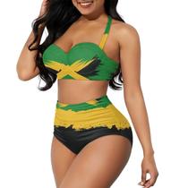 Conjunto de roupa de banho Yewattles Jamaica Halter, biquíni de cintura alta x2