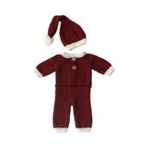 Conjunto De Roupa De Bebê Recém-Nascido Com Gorro De Natal E Macacão De Crochê Em Mohair Macio Para Conjunto De Roupa De Bebê Recém-Nascido Com Gorro De Natal E Macacão De Crochê Em Mohair Macio Para