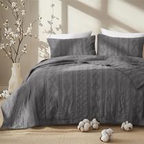 Conjunto de roupa de cama acolchoada Bedsure Lightweight 100% algodão Queen Grey