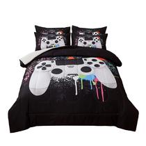 Conjunto de roupa de cama akkialla Gamer para meninos queen size de 3 peças