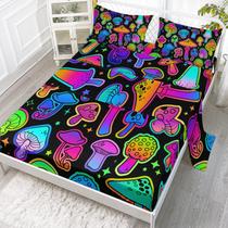 Conjunto de roupa de cama Axolotl Mushroom Kids completo com lençol com elástico Conjunto de roupa de cama Axolotl Mushroom Kids completo com lençol com elástico