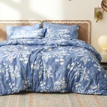 Conjunto de Roupa de Cama Bedsure Queen Floral Azul - 7 Peças