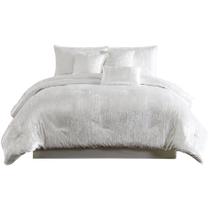 Conjunto de roupa de cama Benzara Jay de 7 peças Queen White Velvet