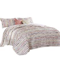 Conjunto de roupa de cama Benzara Queen Cotton Quilt Floral Ruffles