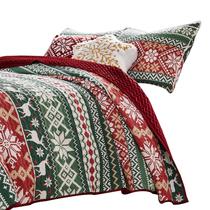 Conjunto de roupa de cama Benzara Queen Quilt 173x224cm com estampa de inverno Conjunto de roupa de cama Benzara Queen Quilt 173x224cm com estampa de inverno
