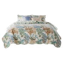 Conjunto de roupa de cama Benzara Wade King Quilt Ocean Floral Multicolor Conjunto de roupa de cama Benzara Wade King Quilt Ocean Floral Multicolor