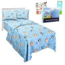 Conjunto de Roupa de Cama Bluey Twin - Lençol, Lençol com Elástico e Fronha