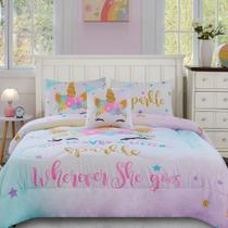 Conjunto de roupa de cama Cokouchyi Twin Size, edredom de 6 peças para meninas