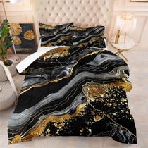 Conjunto de roupa de cama com edredom Coutuechen Glitter Gold Marble King