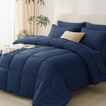Conjunto de roupa de cama CozyLux Queen Bed em uma bolsa azul marinho 7 peças