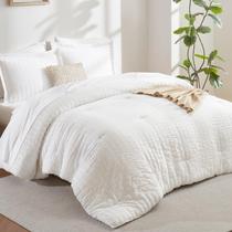 Conjunto de Roupa de Cama CozyLux Twin - 5 Peças, Seersucker Branco